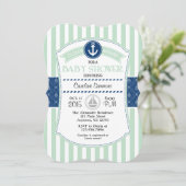 Monnaie Bleu Baby shower Nautique Invitation (Debout devant)