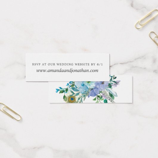 Monnaie et Aquarelle Bleue Boho Mariage Floral RSV (Bureau)
