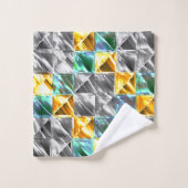 Monnaie pressée, carreaux dorés et argentés ou col (Gant de toilette)