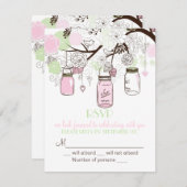 Monnaie rose vert Mason jarres RSVP Faire-part de (Devant / Derrière)