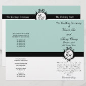 Monnaie Vert Noir Programme Mariage Chic Monogramm (Devant / Derrière)