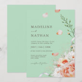 Monnaie verte et Faire-part de mariage floral de P (Devant / Derrière)