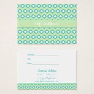 Monnaie verte et Turquoise Tribal Ikat Certifica
