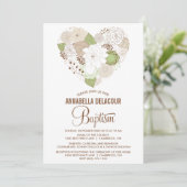 Monnaie Whimsical Floral Heart Baptism Invitation (Debout devant)