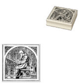 Monnik bij middeleeuwse schrijftafel rubberstempel (Gestempeld)