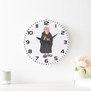 Monnik met kruis in middeleeuwse religieuze mantel grote klok