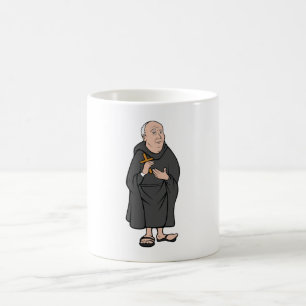 Monnik met kruis in middeleeuwse religieuze mantel koffiemok