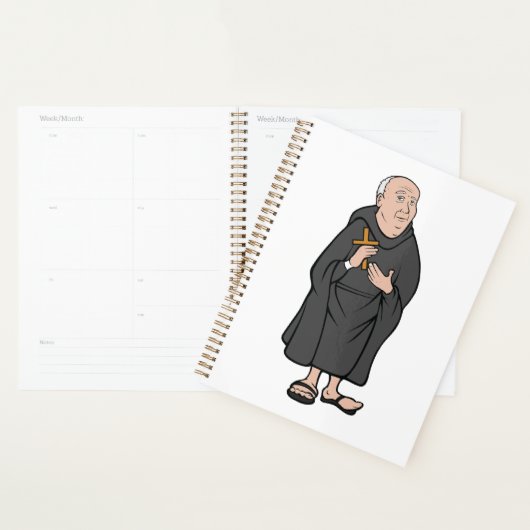 Monnik met kruis in middeleeuwse religieuze mantel planner (Display)