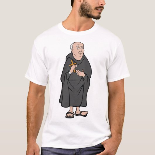 Monnik met kruis in middeleeuwse religieuze mantel t-shirt (Voorkant)