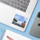 Monniken en Boeddhabeeld Sticker (Laptop met iPhone)