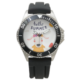 Mono Hello summer roestvrij staal zwarte rubber Horloge