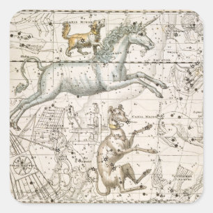 Monoceros uit 'A Celestial Atlas', café in 1822 Vierkante Sticker