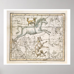 Monoceros, van 'A Celestial Atlas', pub. in 1822 Poster
