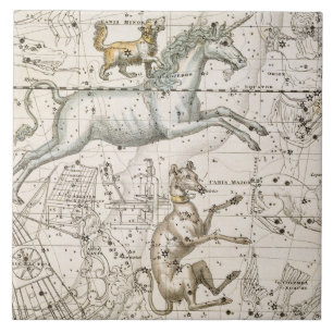 Monoceros, van 'A Celestial Atlas', pub. in 1822 Tegeltje