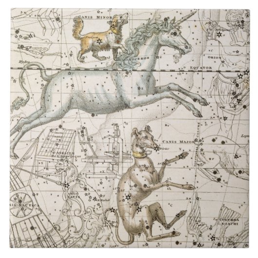 Monoceros, van 'A Celestial Atlas', pub. in 1822 Tegeltje (Voorkant)