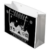 Monochome Santa op dak Kersttijd Large Cadeauzakje (Voorkant Gekanteld)