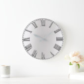 Monochrom Grey Metallic Grey Silver Roman Numbers Grote Klok (Huis)