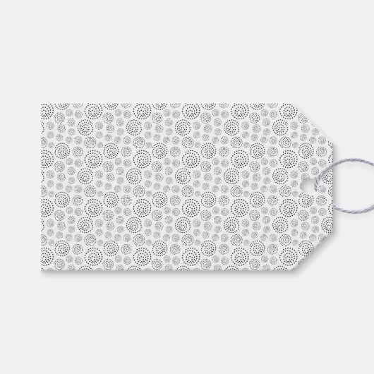 Monochromatic Black Geometric Swirls Pattern Cadeaulabel (Voorkant (Horizontaal))