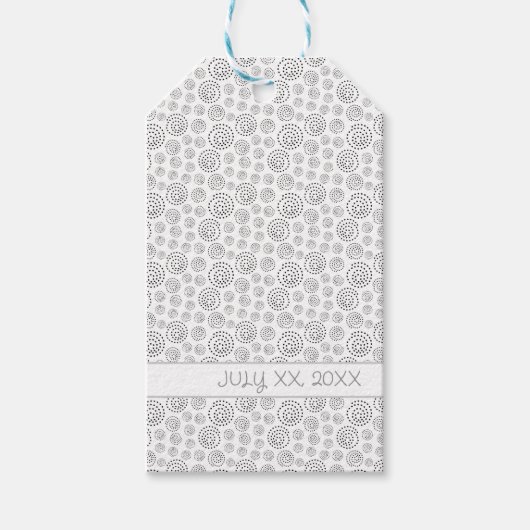 Monochromatic Black Geometric Swirls Pattern Cadeaulabel (Voorkant)