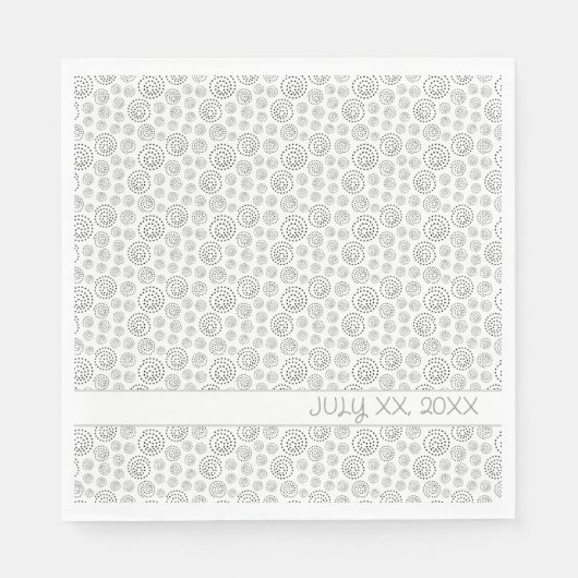 Monochromatic Black Geometric Swirls Pattern Servet (Voorkant)