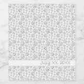 Monochromatic Black Geometric Swirls Pattern Wijn Etiket (Enkel label)