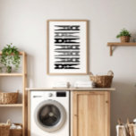 Monochromatic Clothes Pins Laundry Room Art Poster<br><div class="desc">A fun way to add graphic punch to the mundane task of doing laundry,  this large poster print can be hung both vertically or horizontally and features a collection of simply illustrated clothes pins in a monochromatic palette of black,  gray and white.</div>