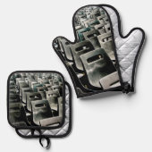 Monochromatic Gray Chairs  Ovenwant & Pannenlap Set (Voorkant / Achterkant)