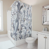 Monochromatic Midnight Bloomscape Douchegordijn (In situ)