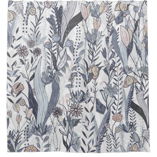 Monochromatic Midnight Bloomscape Douchegordijn (Voorkant)