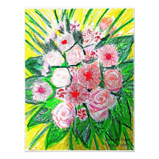 Monochromatic, Rosas, Dianthus caryophyllus, Gerb Foto Afdruk (Voorkant)