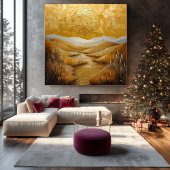 Monochromatisch Abstract landschap met zon Canvas Afdruk