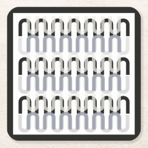 Monochromatisch art deco retro design vierkante kartonnen onderzetter