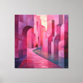 Monochromatisch Roze Abstract stadsgezicht met Pat Canvas Afdruk (Voorkant)