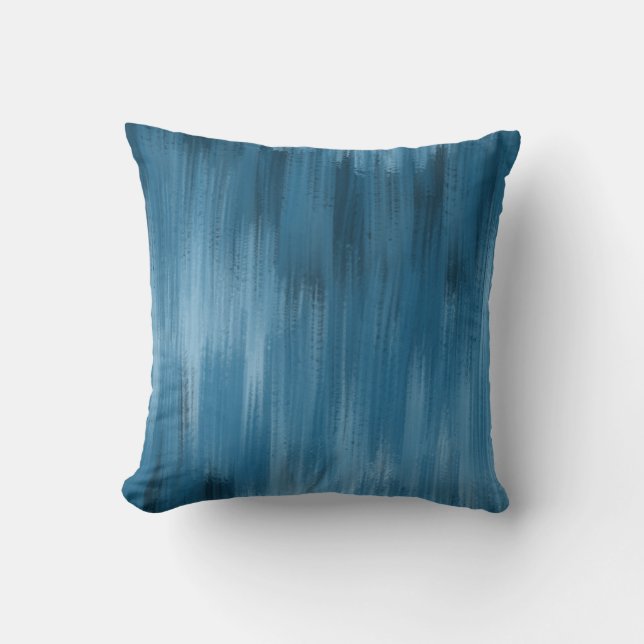 Monochromatische Abstracte penseelstreken, blauw Kussen (Voorkant)