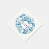 Monochromatische blauw Wreath Wedding Paper Napkin Servet (Hoek)