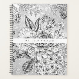 Monochromatische bloem planner