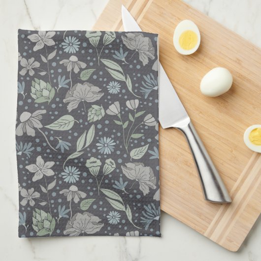 Monochromatische Ditsy Bloemen Theedoek (Quarter Fold)