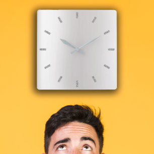 Monochromatische grijze zilver Ombre Minimale Zwar Vierkante Klok