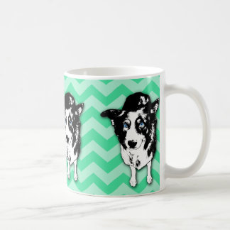 Monochromatische groene Chevron Border Collie Mok