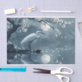 Monochromatische kraan in het maanlicht tissuepapier (Craft)