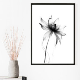Monochromatische minimalistische Floral Wall Art-a Poster