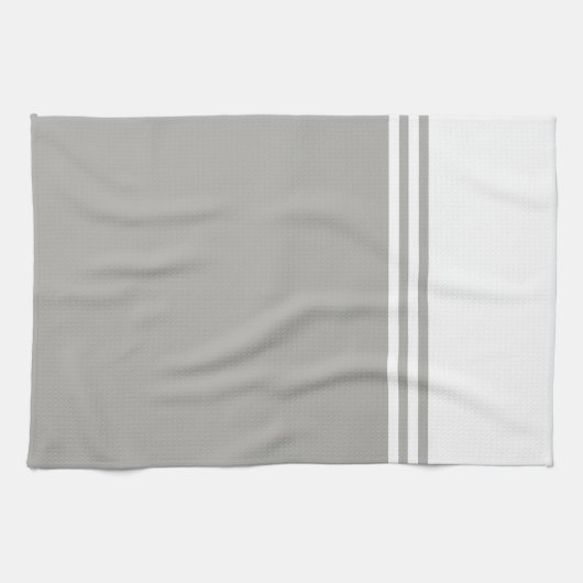 Monochromatische moderne witte en grijze theedoek (Horizontaal)