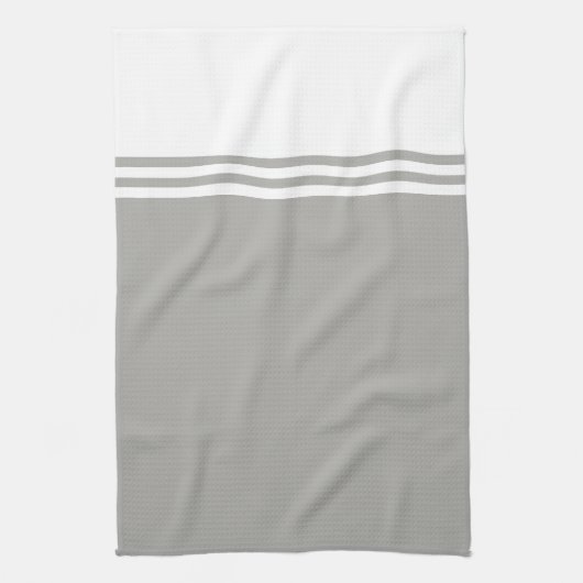 Monochromatische moderne witte en grijze theedoek (Verticaal)