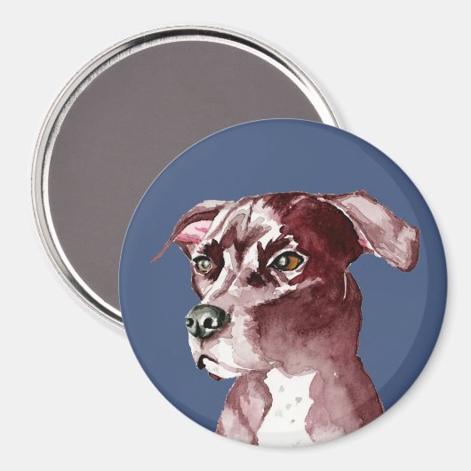 Monochromatische Pit Bull Dog Waterverf Schilderen Magneet (Voorkant / Achterkant)