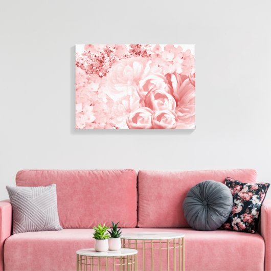 Monochromatische roze platte canvas afdrukken (Insitu (Woonkamer))