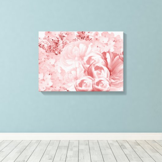 Monochromatische roze platte canvas afdrukken (Insitu (Houten vloer))