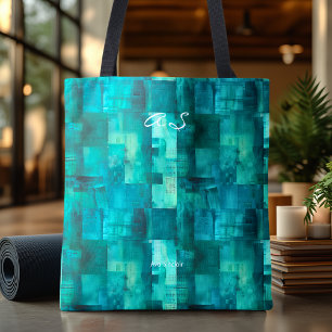 Monochromatische Teal Abstracte Gepersonaliseerde Draagtas
