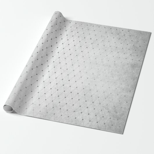 Monochromatische zilveren Stippen Net Grey Diamond Cadeaupapier (Uitgerold)