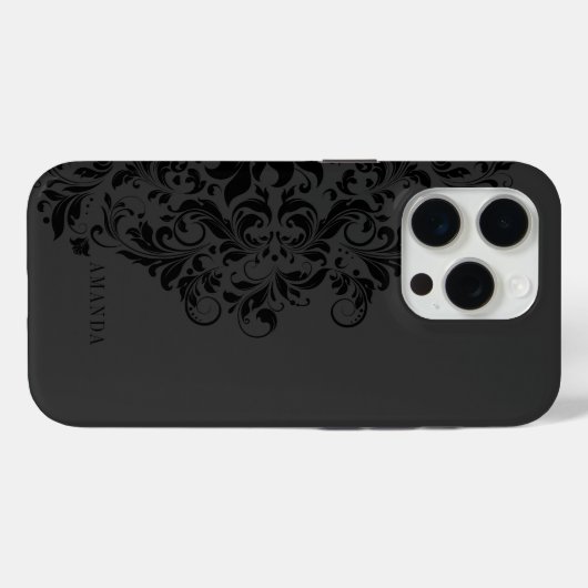 Monochromatische zwarte wervelmandala monogram Case-Mate iPhone case (Achterkant (horizontaal))