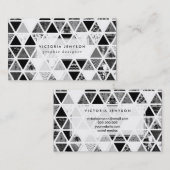 Monochrome Abstracte Floral Triangles Patchwork Visitekaartje (Voorkant / Achterkant)